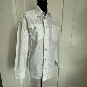 White Western Long Sleeve Shirt w/ Pearl Snaps by Aeropostale Sz S